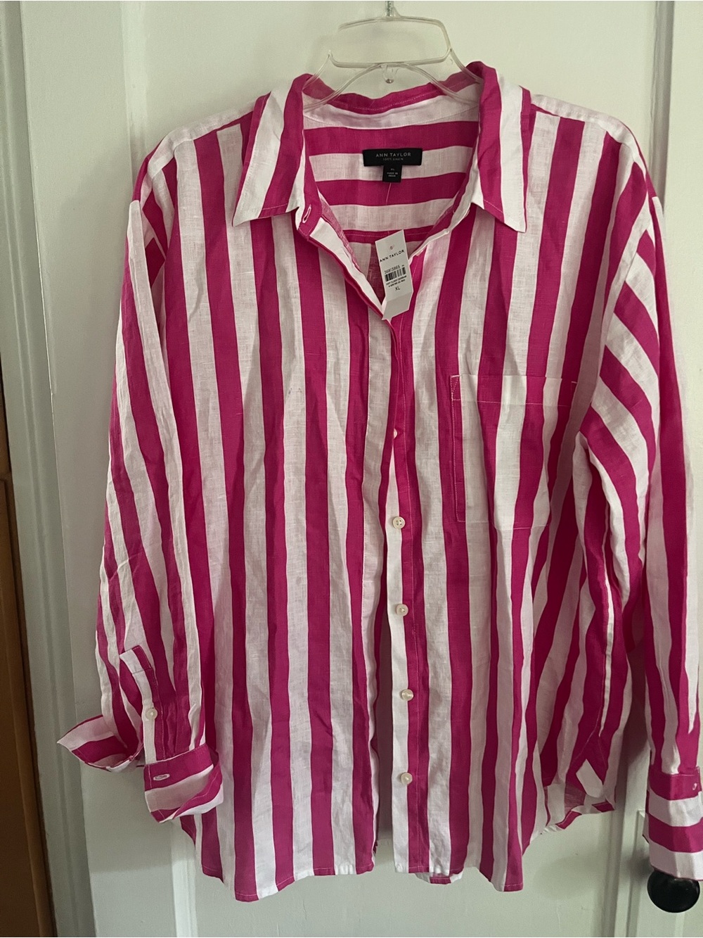 Ann Taylor Linen Striped Button-Down Shirt